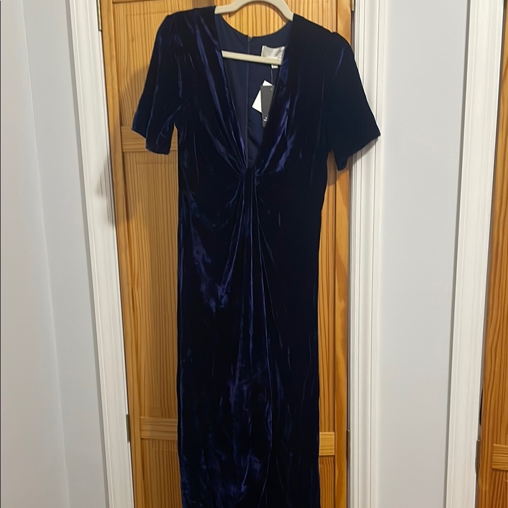 J.O.A. Blue Knotted Front Long Dress
